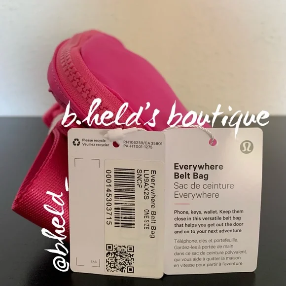 lululemon Everywhere Belt Bag Sonic Pink (Barbie Pink Hot Pink) 1L Brand New NWT